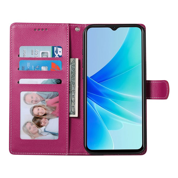 For vivo Y04 4G  /  Y29s 5G Stand Case Litchi Texture Leather Wallet Phone Cover Magnetic Snap - Rose