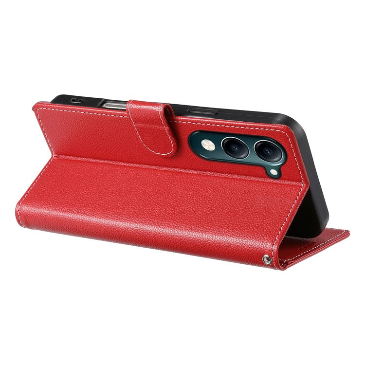 For vivo Y04 4G  /  Y29s 5G Stand Case Litchi Texture Leather Wallet Phone Cover Magnetic Snap - Red