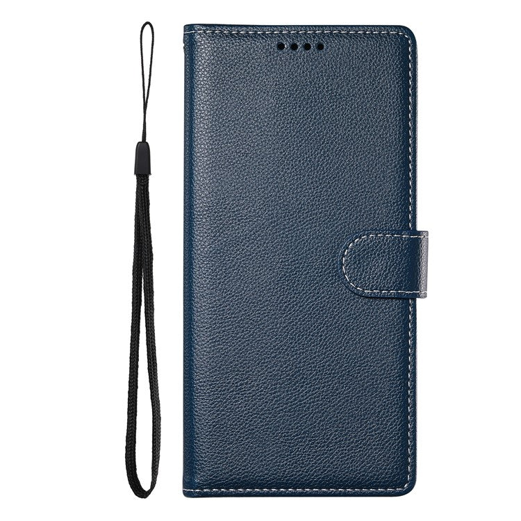 For vivo Y04 4G  /  Y29s 5G Stand Case Litchi Texture Leather Wallet Phone Cover Magnetic Snap - Dark Blue