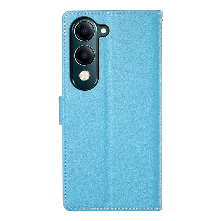 For vivo Y04 4G  /  Y29s 5G Stand Case Litchi Texture Leather Wallet Phone Cover Magnetic Snap - Sky Blue