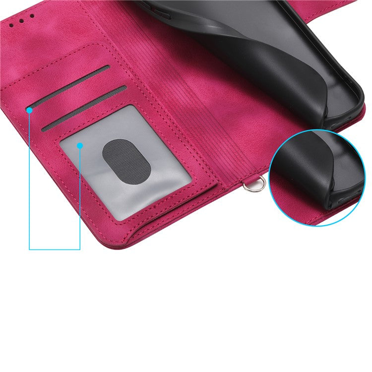 For Realme 14 Pro+ 5G Case Flower Pattern PU Leather Wallet Phone Cover with Strap - Wine Red