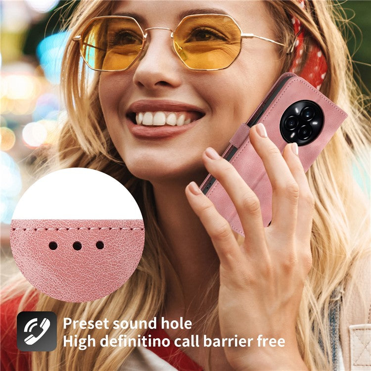 For Realme 14 Pro+ 5G Case Flower Pattern PU Leather Wallet Phone Cover with Strap - Pink