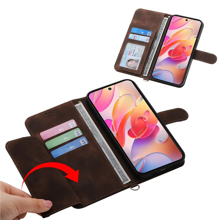 For Samsung Galaxy S25 Edge Case Flower Pattern PU Leather Wallet Phone Cover with Strap - Brown