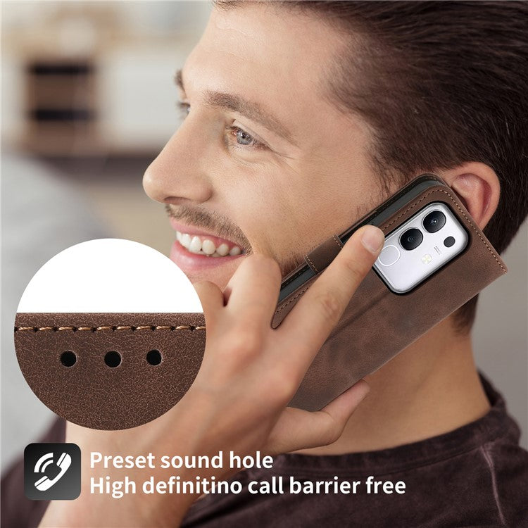 For vivo Y29 4G Case Flower Pattern PU Leather Wallet Phone Cover with Strap - Brown