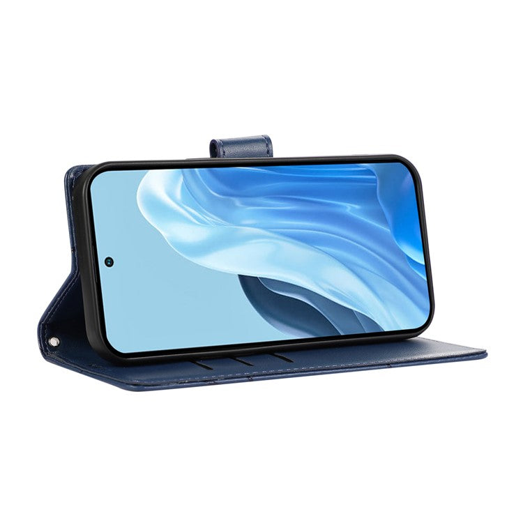 DF-06 For Samsung Galaxy S25 Edge Phone Case Line Imprint Leather Wallet Cover - Blue