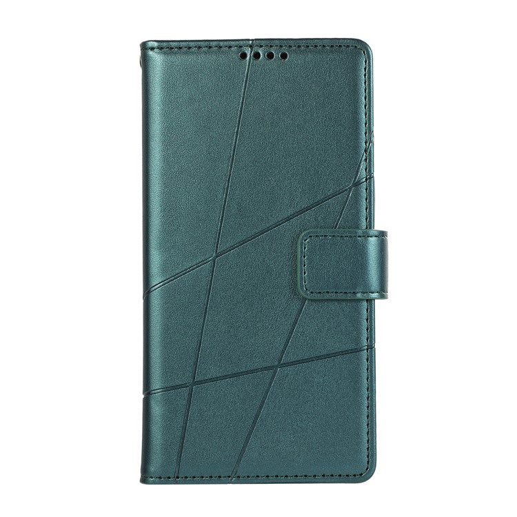 DF-06 For Samsung Galaxy S25 Edge Phone Case Line Imprint Leather Wallet Cover - Green