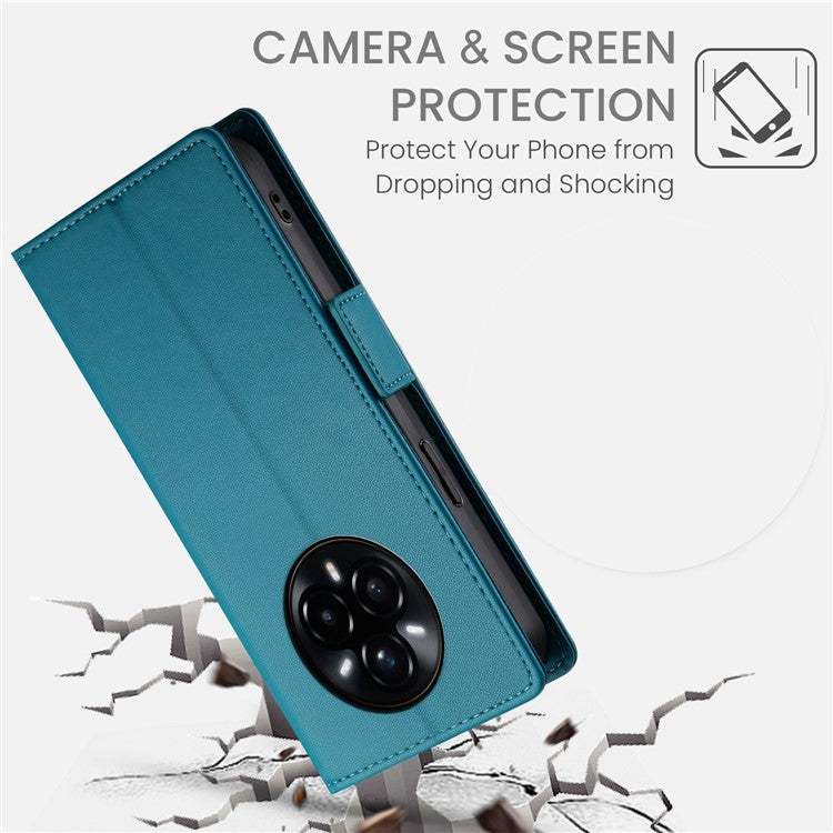 For Realme 14 Pro 5G Stand Case PU Leather Wallet Phone Cover - Blue