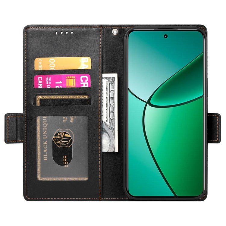 For Realme 14 Pro+ 5G Stand Case PU Leather Wallet Phone Cover - Black