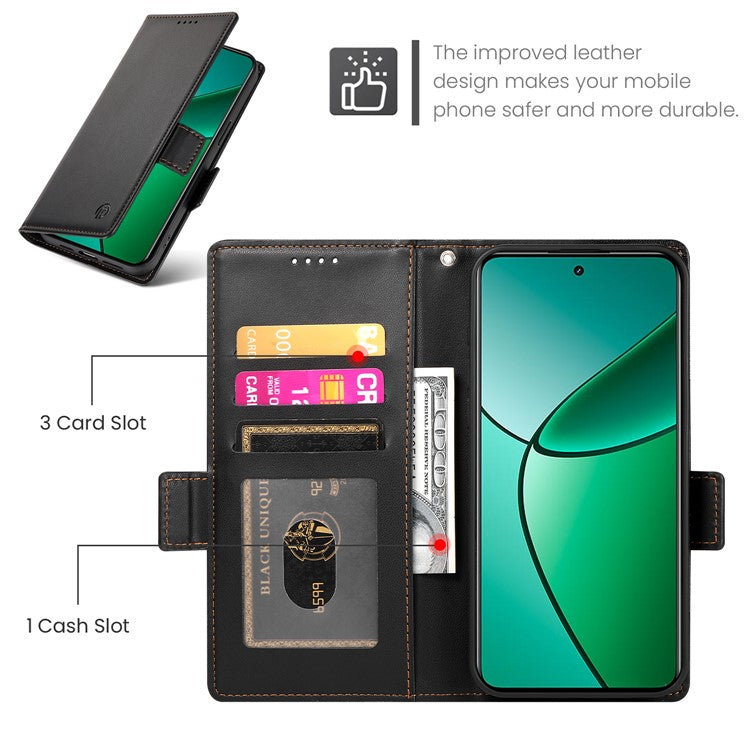 For Realme 14 Pro+ 5G Stand Case PU Leather Wallet Phone Cover - Black