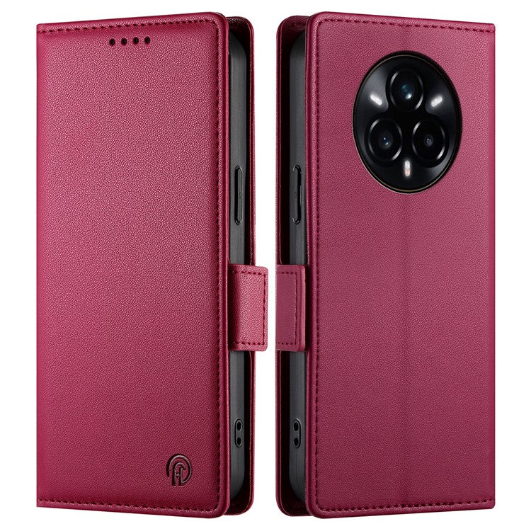 For Realme 14 Pro+ 5G Stand Case PU Leather Wallet Phone Cover - Wine Red