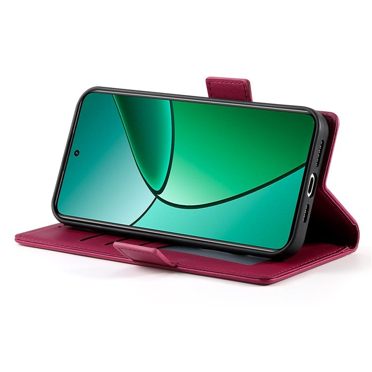 For Realme 14 Pro+ 5G Stand Case PU Leather Wallet Phone Cover - Wine Red