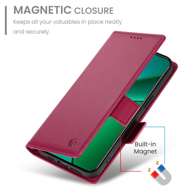 For Realme 14 Pro+ 5G Stand Case PU Leather Wallet Phone Cover - Wine Red