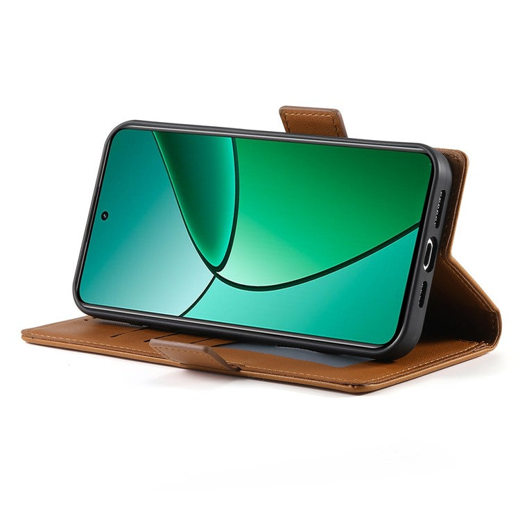For Realme 14 Pro+ 5G Stand Case PU Leather Wallet Phone Cover - Brown