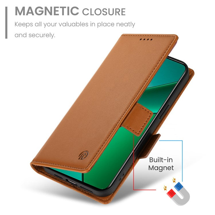 For Realme 14 Pro+ 5G Stand Case PU Leather Wallet Phone Cover - Brown