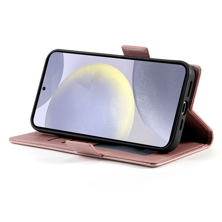 For Samsung Galaxy S25 Edge Stand Case PU Leather Wallet Phone Cover - Rose Gold