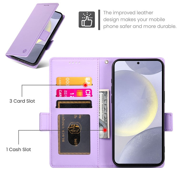 For Samsung Galaxy S25 Edge Stand Case PU Leather Wallet Phone Cover - Purple
