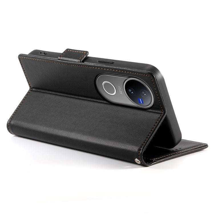 For vivo V50 5G Stand Case PU Leather Wallet Phone Cover - Black