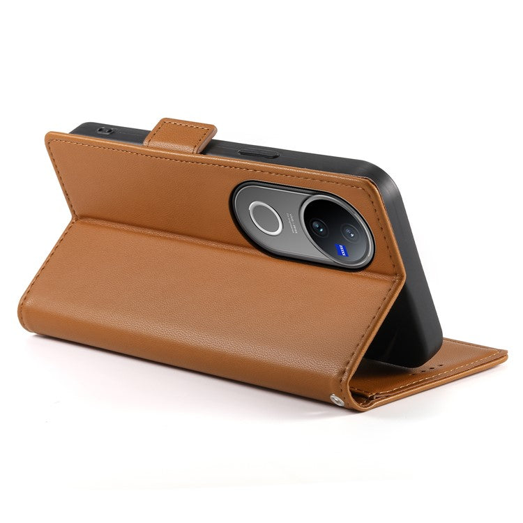 For vivo V50 5G Stand Case PU Leather Wallet Phone Cover - Brown