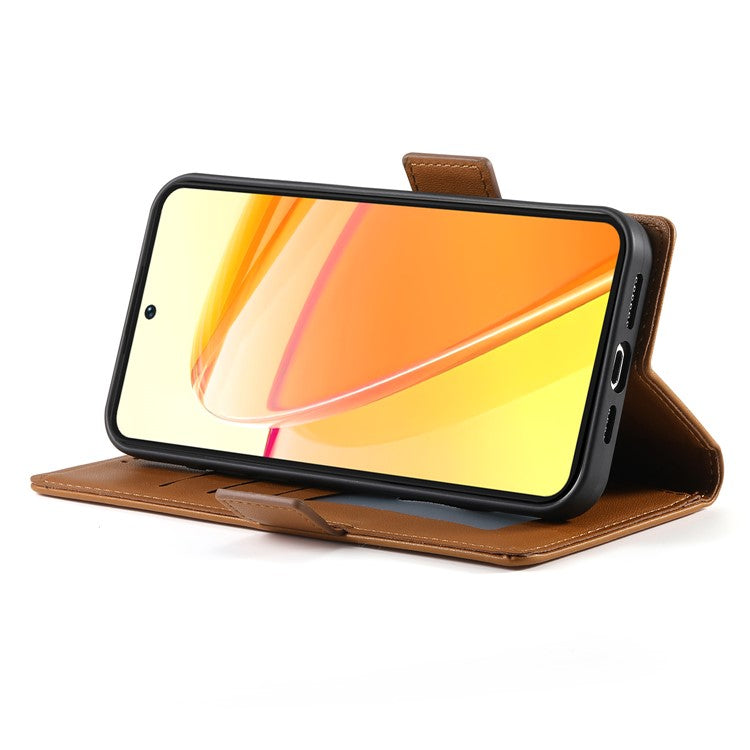 For vivo V50 5G Stand Case PU Leather Wallet Phone Cover - Brown