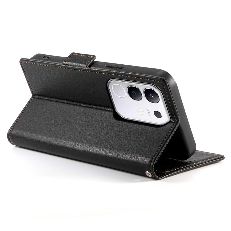 For vivo Y29 4G Stand Case PU Leather Wallet Phone Cover - Black