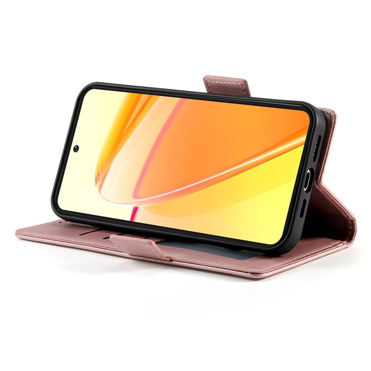 For vivo Y29 4G Stand Case PU Leather Wallet Phone Cover - Rose Gold