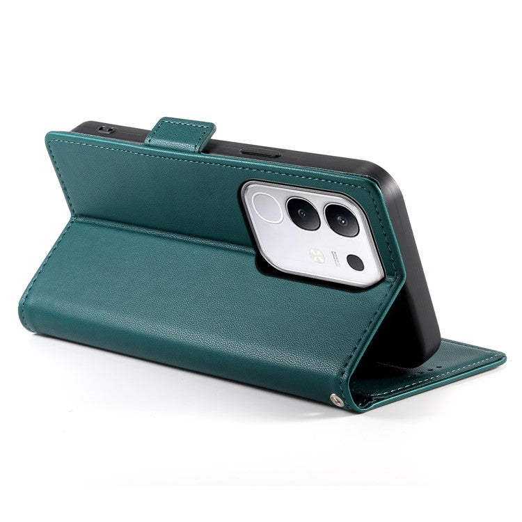 For vivo Y29 4G Stand Case PU Leather Wallet Phone Cover - Blackish Green