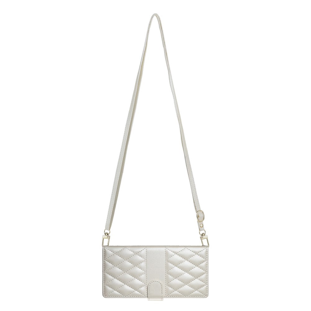 For Oppo Reno13 Pro 5G Case Rhombus Stitching Wallet Stand Leather Phone Cover with Long / Short Strap - Beige