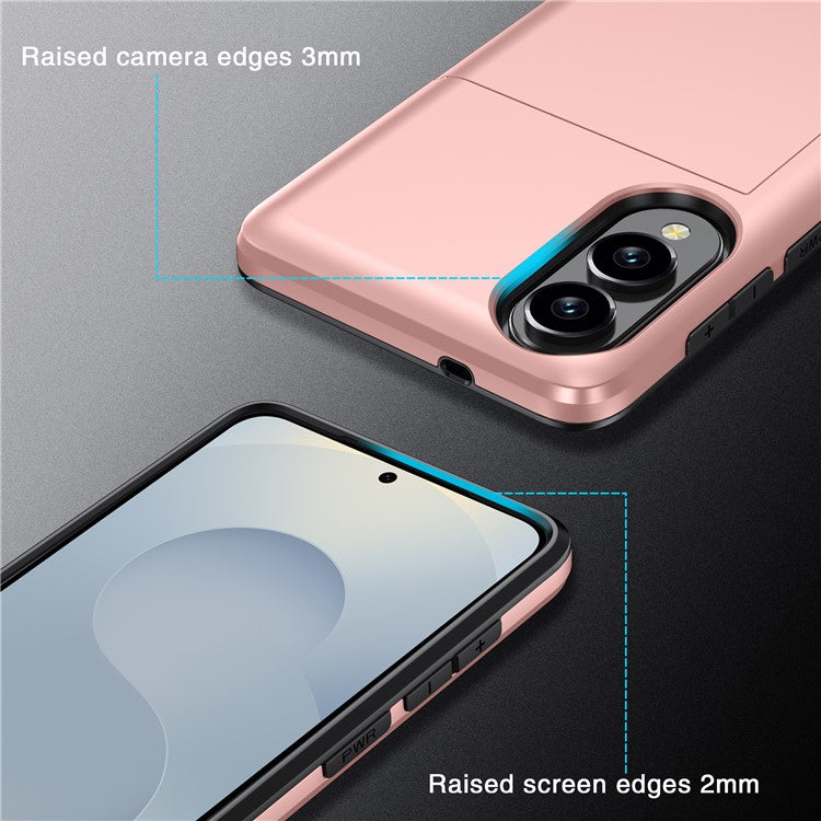 For Samsung Galaxy S25 Edge Case with Card Holder TPU + PC Phone Back Cover - Grey