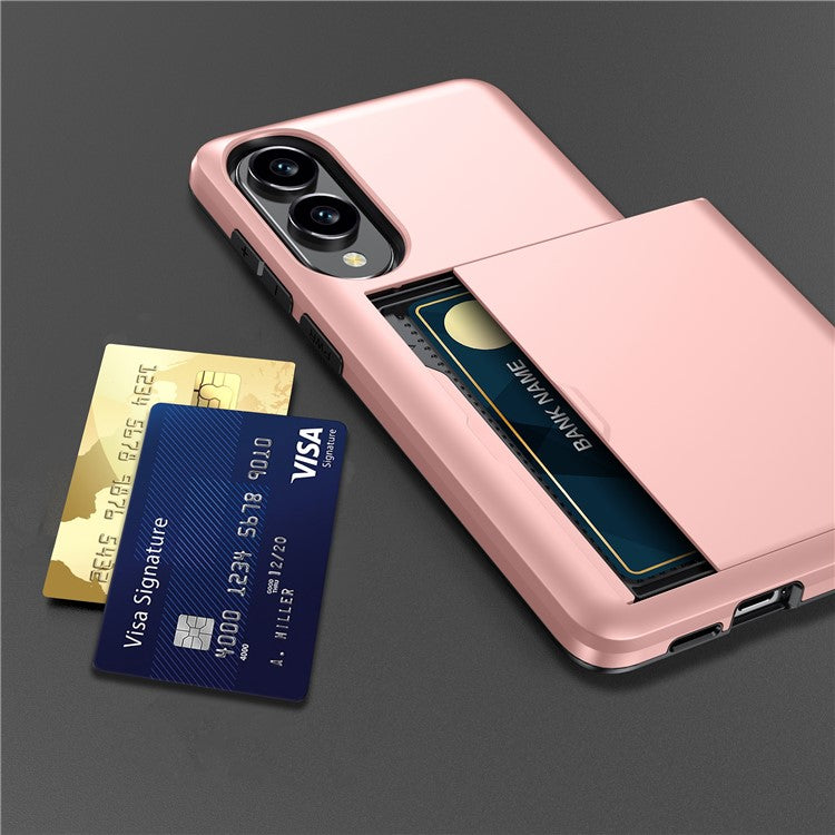 For Samsung Galaxy S25 Edge Case with Card Holder TPU + PC Phone Back Cover - Grey