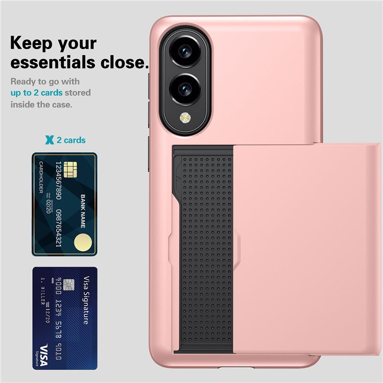For Samsung Galaxy S25 Edge Case with Card Holder TPU + PC Phone Back Cover - Black