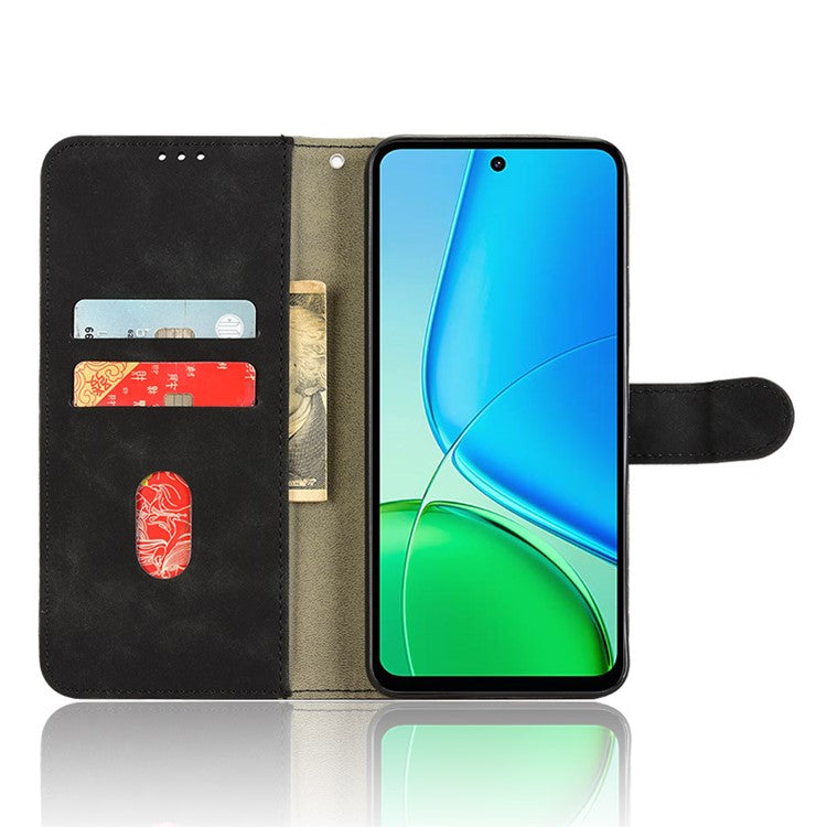 For vivo Y29 4G Leather Case Skin Feel Anti Drop Wallet Flip Phone Cover - Black