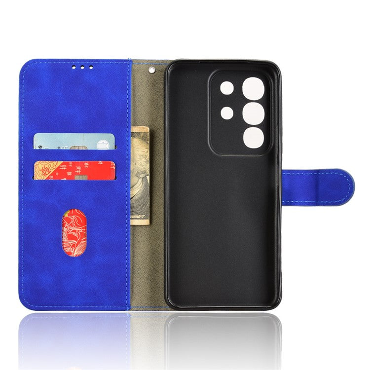 For vivo Y29 4G Leather Case Skin Feel Anti Drop Wallet Flip Phone Cover - Blue