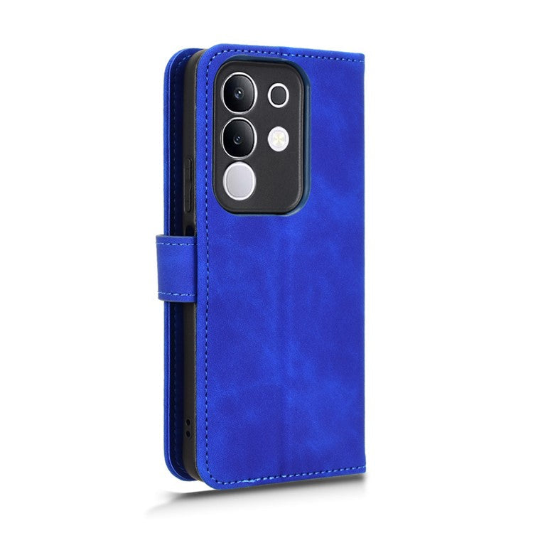 For vivo Y29 4G Leather Case Skin Feel Anti Drop Wallet Flip Phone Cover - Blue