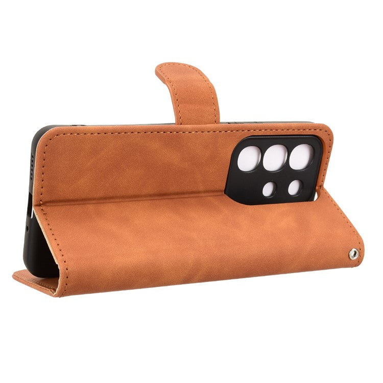 For vivo Y29 4G Leather Case Skin Feel Anti Drop Wallet Flip Phone Cover - Brown