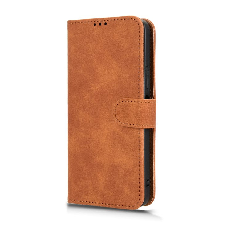 For vivo Y29 4G Leather Case Skin Feel Anti Drop Wallet Flip Phone Cover - Brown