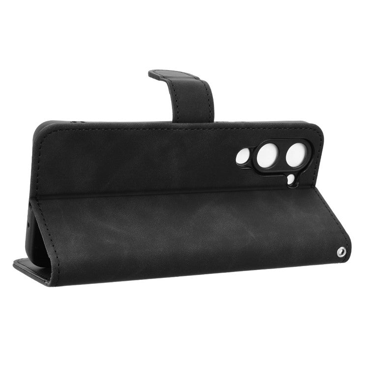 For vivo Y04 4G Leather Case Skin Feel Anti Drop Wallet Flip Phone Cover - Black