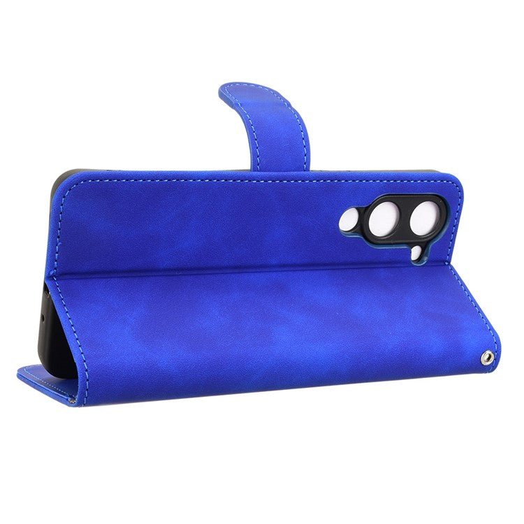 For vivo Y04 4G Leather Case Skin Feel Anti Drop Wallet Flip Phone Cover - Blue