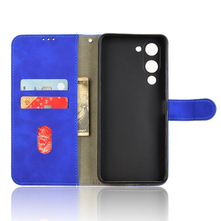 For vivo Y04 4G Leather Case Skin Feel Anti Drop Wallet Flip Phone Cover - Blue