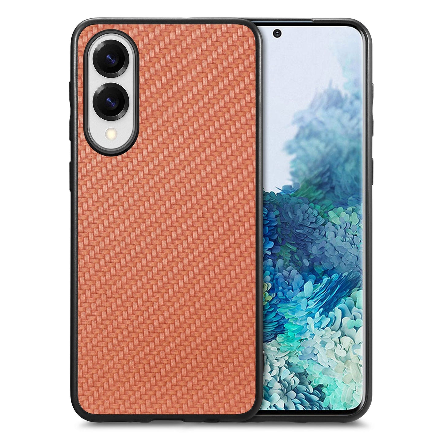 For Samsung Galaxy S25 Edge Case Carbon Fiber Texture PU+PC+TPU Phone Back Cover - Brown