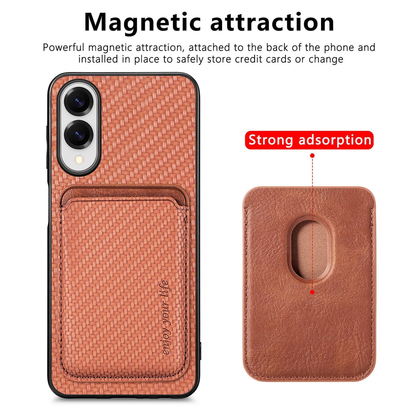 For Samsung Galaxy S25 Edge Case Magnetic Detachable Card Holder Phone Back Cover - Brown
