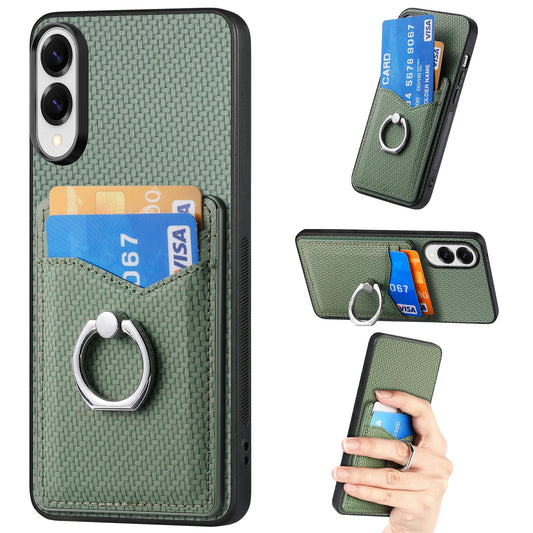 For Samsung Galaxy S25 Edge Case Card Slots Ring Holder Kickstand Phone Cover - Green