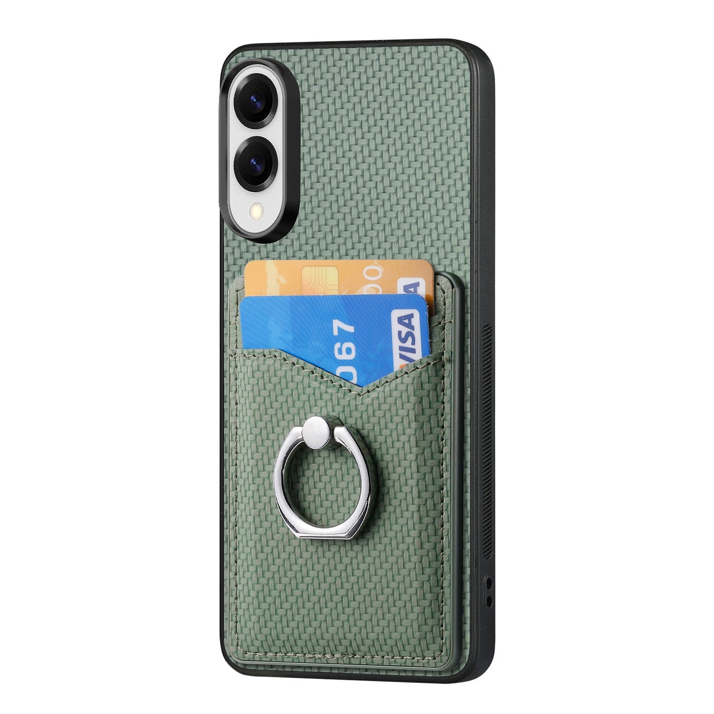 For Samsung Galaxy S25 Edge Case Card Slots Ring Holder Kickstand Phone Cover - Green