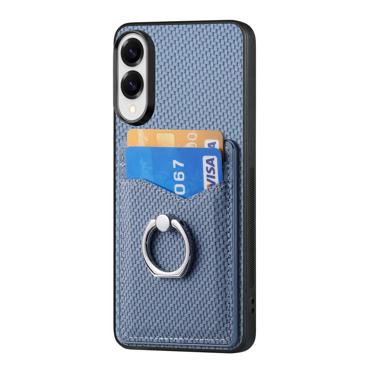 For Samsung Galaxy S25 Edge Case Card Slots Ring Holder Kickstand Phone Cover - Blue