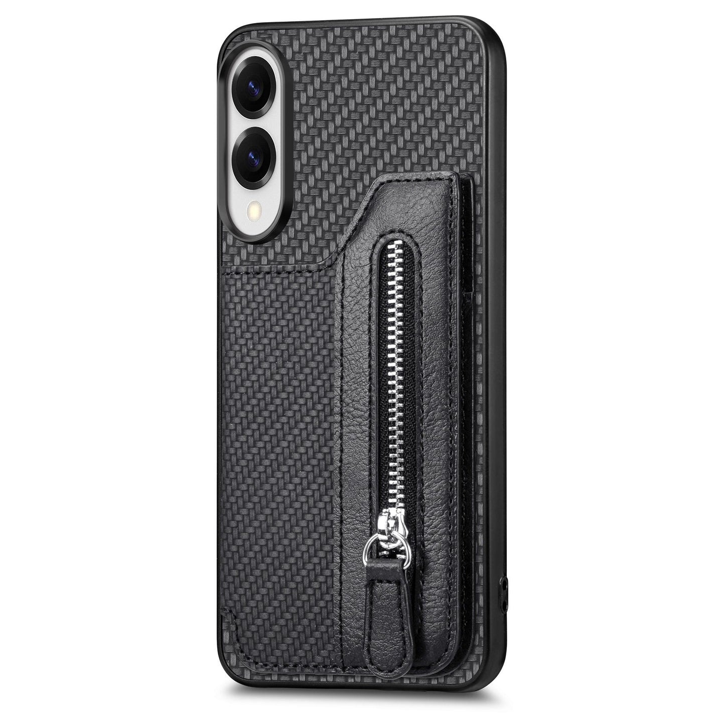 For Samsung Galaxy S25 Edge Case Leather+PC+TPU Zipper Wallet Phone Cover - Black
