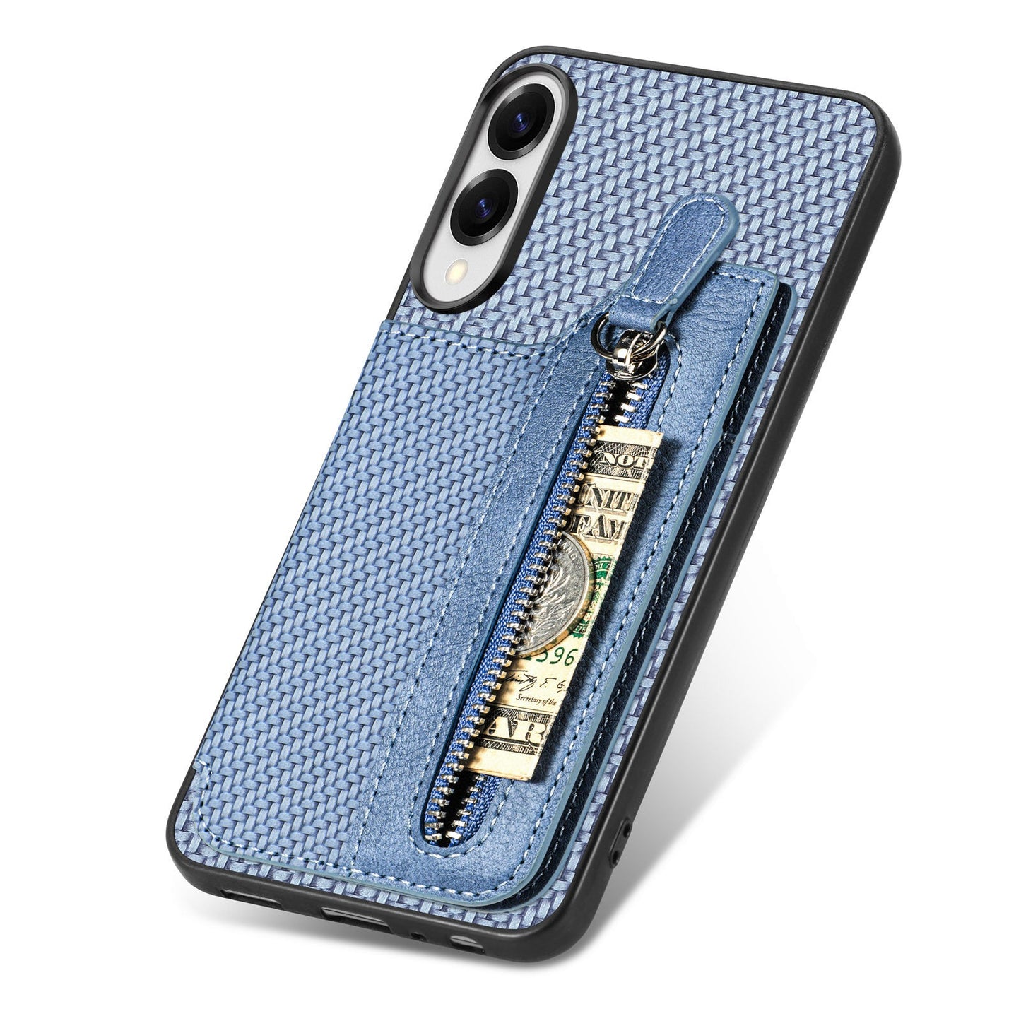 For Samsung Galaxy S25 Edge Case Leather+PC+TPU Zipper Wallet Phone Cover - Blue