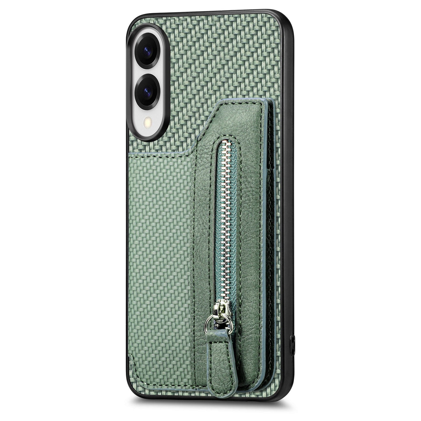 For Samsung Galaxy S25 Edge Case Leather+PC+TPU Zipper Wallet Phone Cover - Green