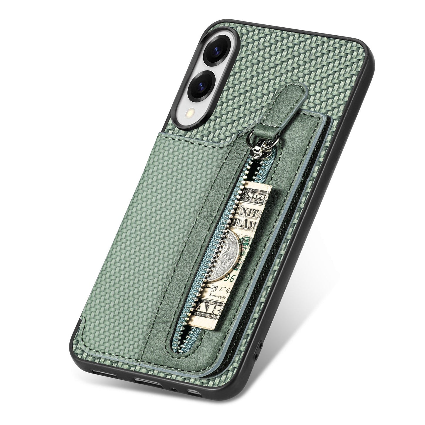 For Samsung Galaxy S25 Edge Case Leather+PC+TPU Zipper Wallet Phone Cover - Green