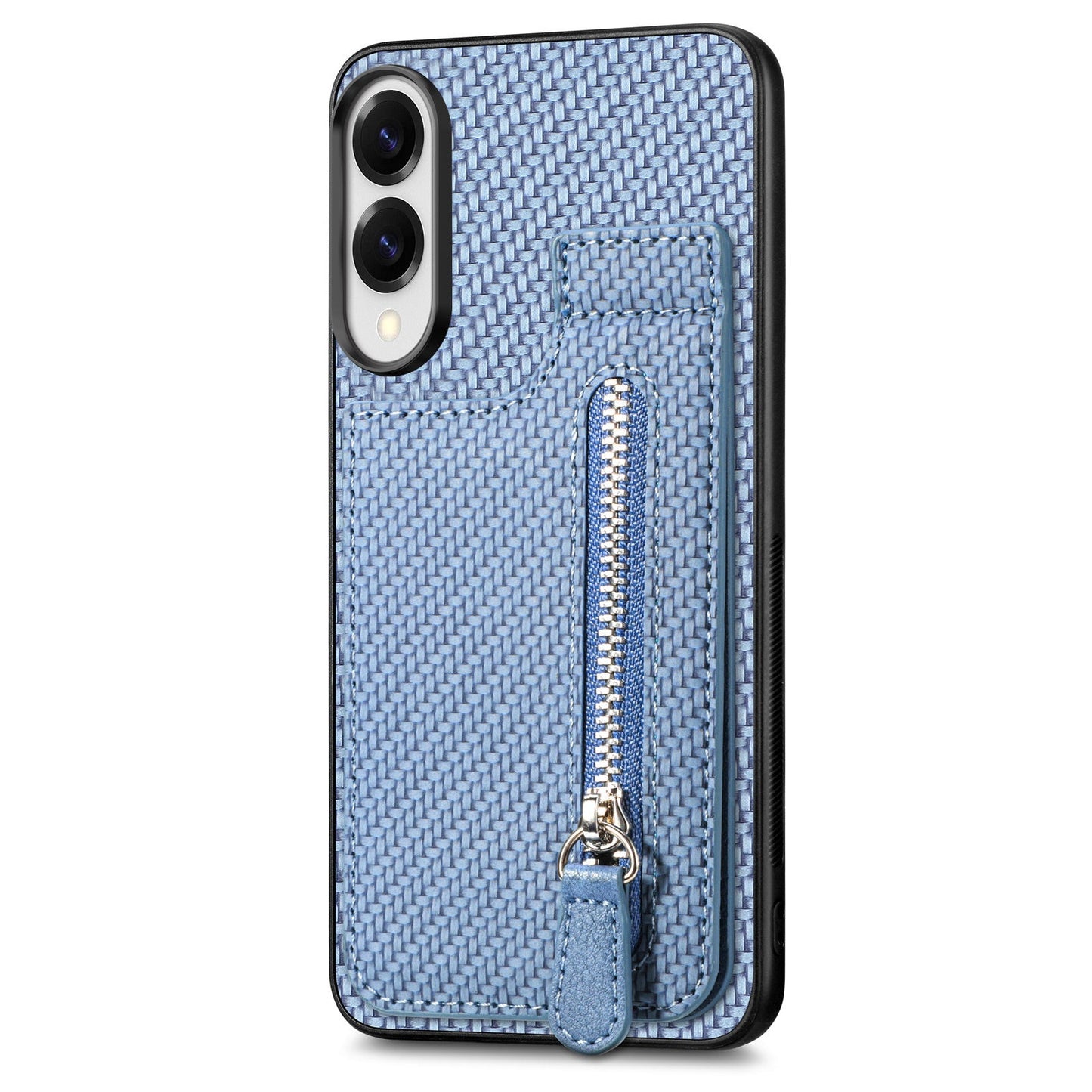 For Samsung Galaxy S25 Edge Case Leather Phone Back Cover with Zipper Card Holder Kickstand - Blue