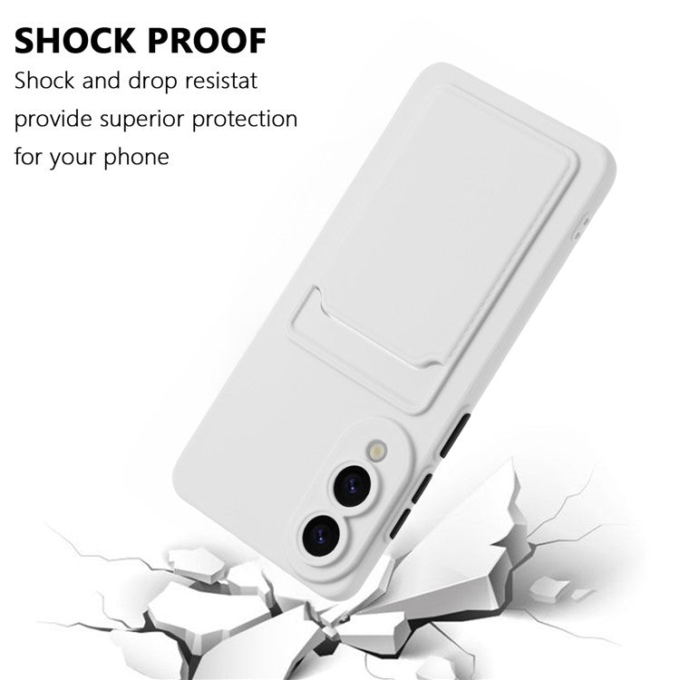 For Samsung Galaxy S25 Edge Case Card Slot Matte Fingerprint-Free Back Cover - White