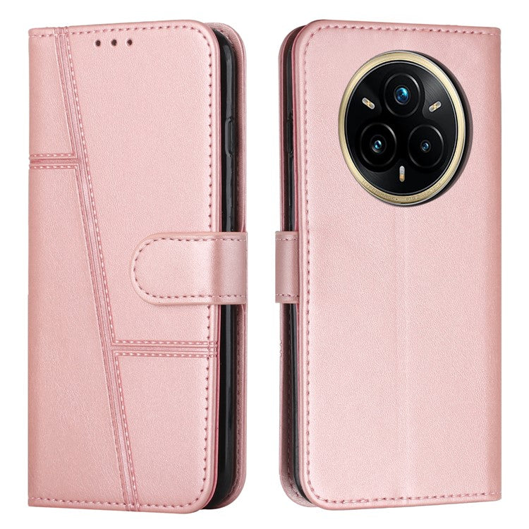For Realme 14 Pro 5G Case Leather Stand Protective Phone Cover - Rose Gold